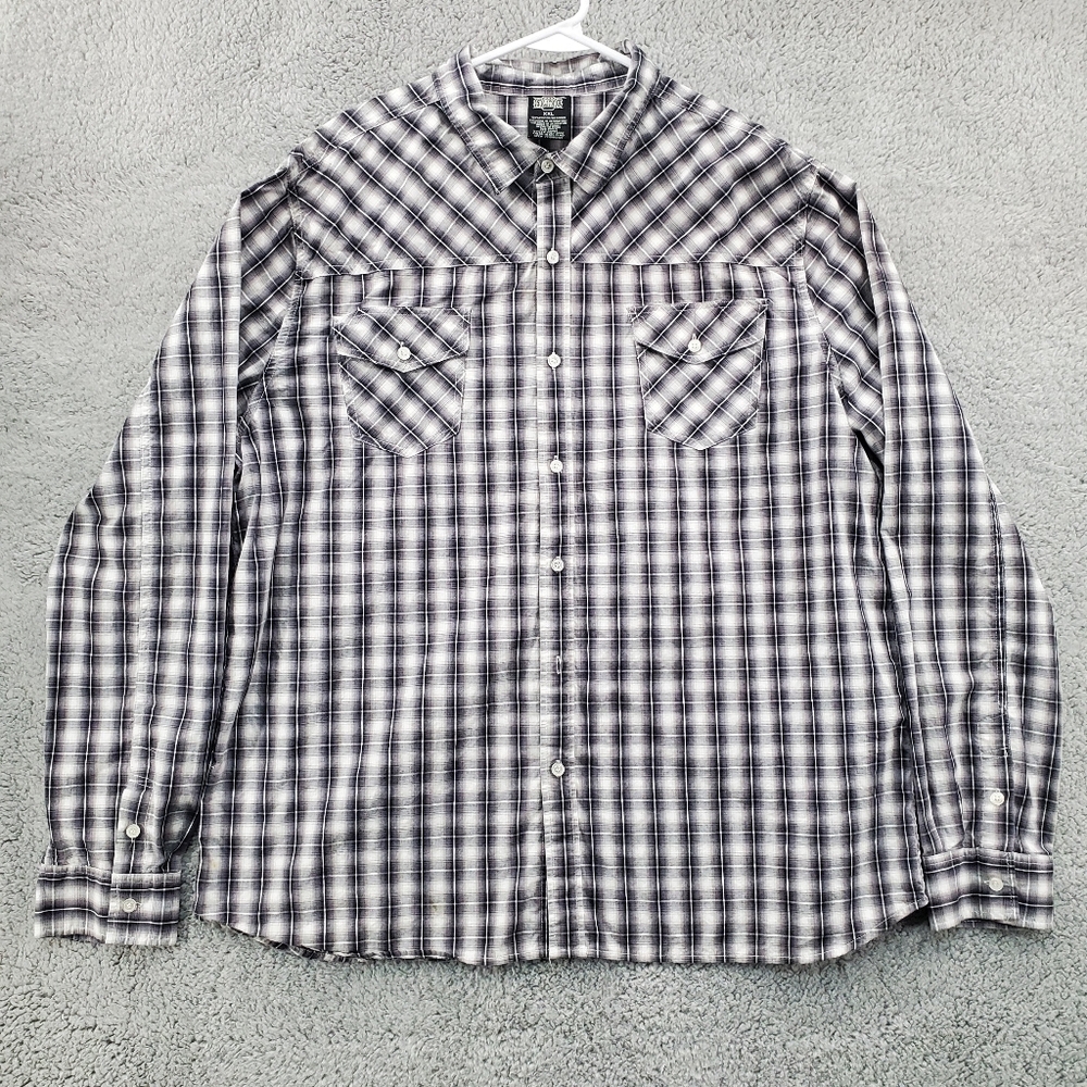 MMA Elite Shirt Mens XXL Salvation Wings Graphic Plaid Long Sleeve Y2K